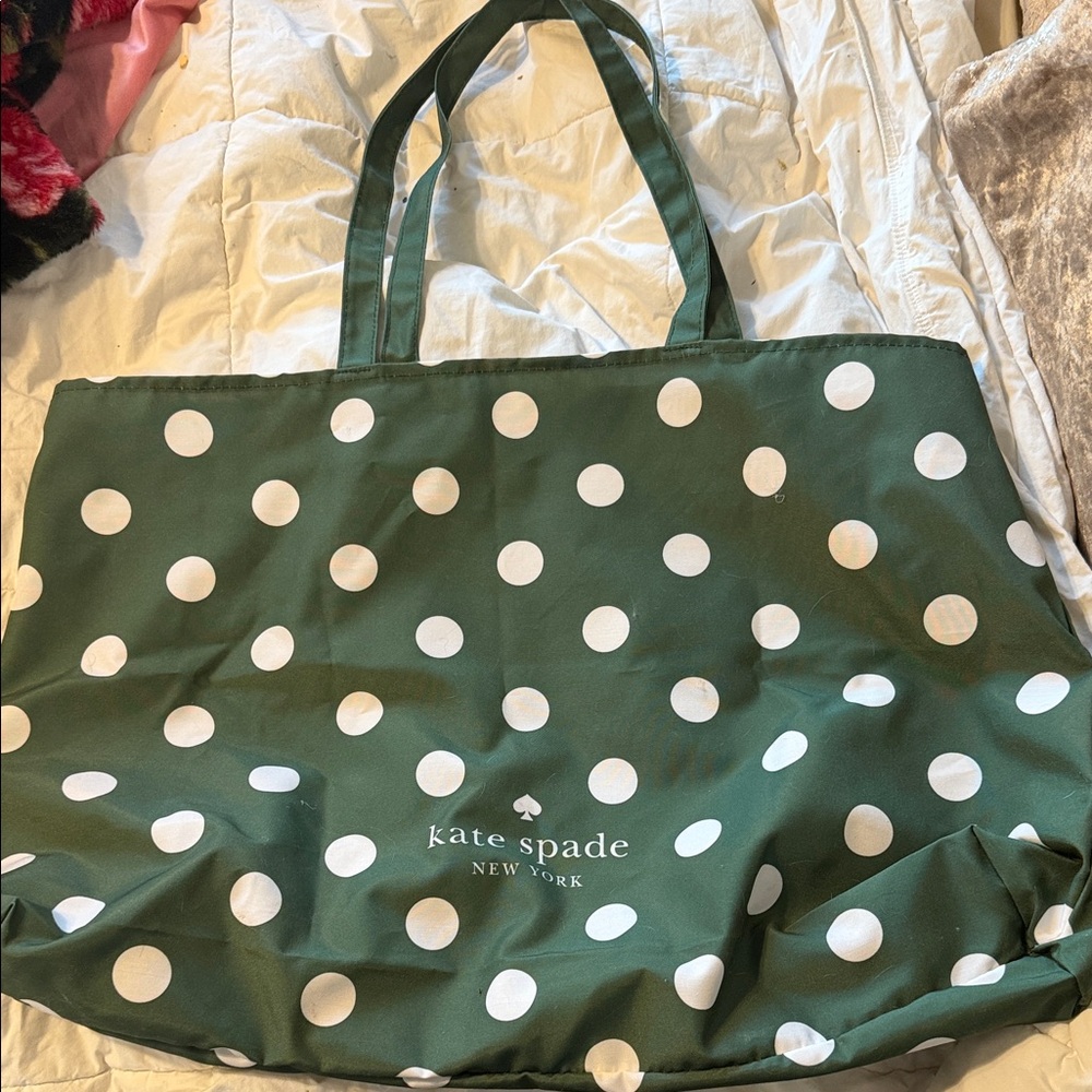 Kate Spade Dark Green Polka Dot Tote